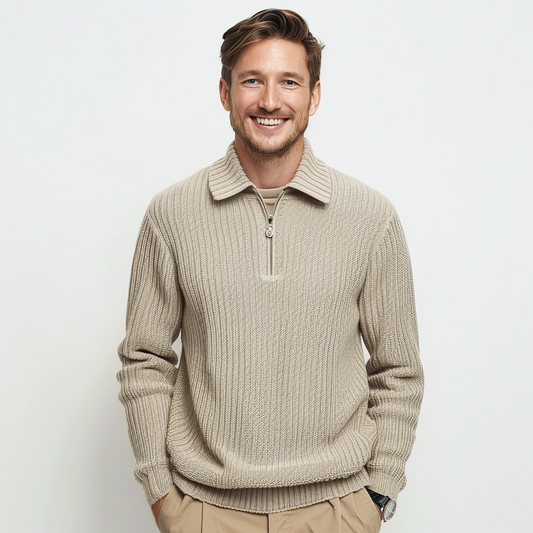 Warm Men's Classic Polo Sweater - BritishElegance