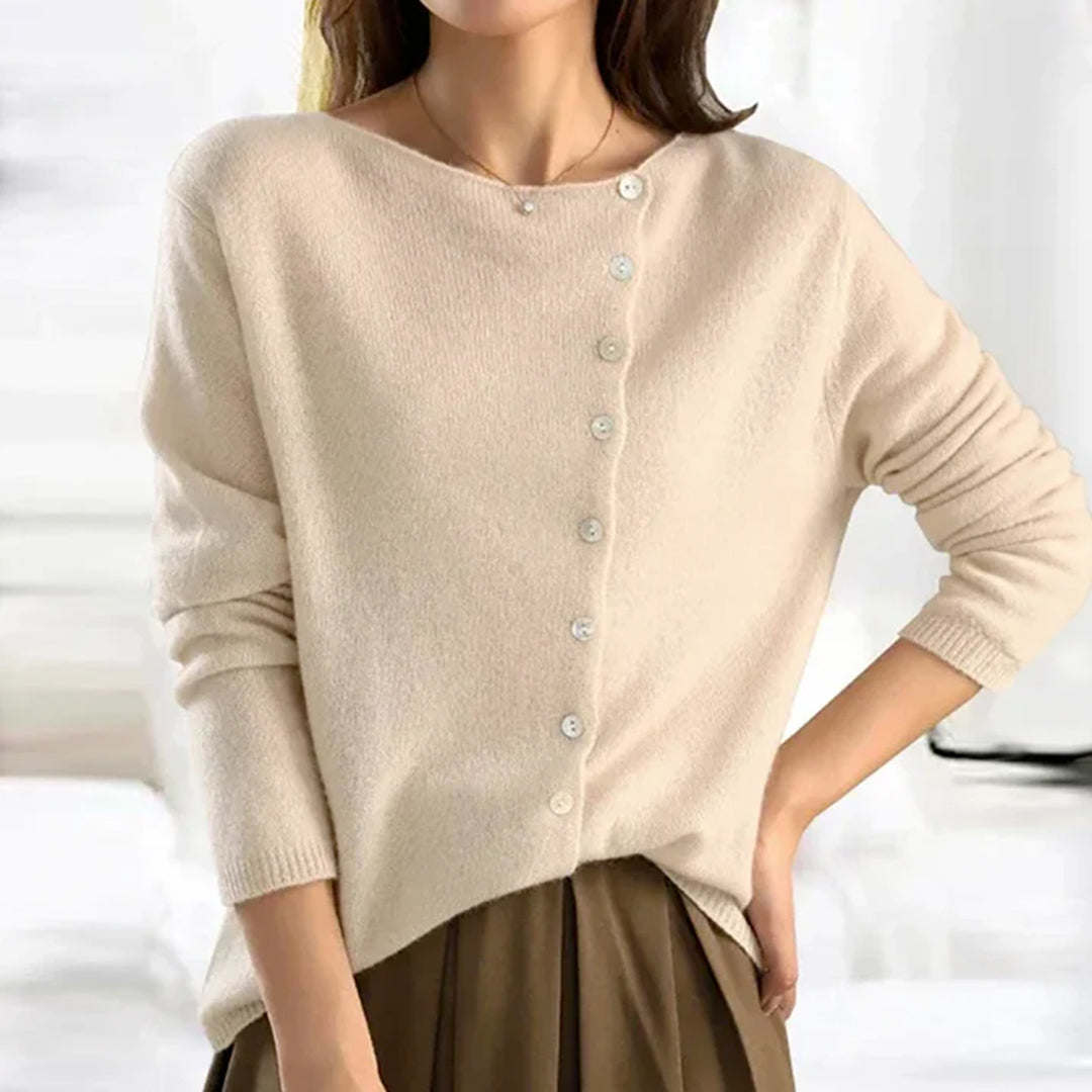 Sienna Relaxed Fit Cardigan | Boat Neck Button Front Cardigan