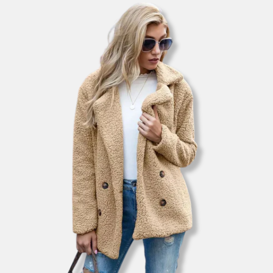 Florence Double-Breasted Jacket | Notched Lapel Hip-Length Jacket