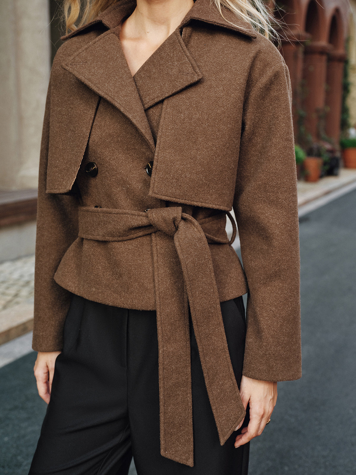Cassidy | Belted Double-Breasted Tweed Coat