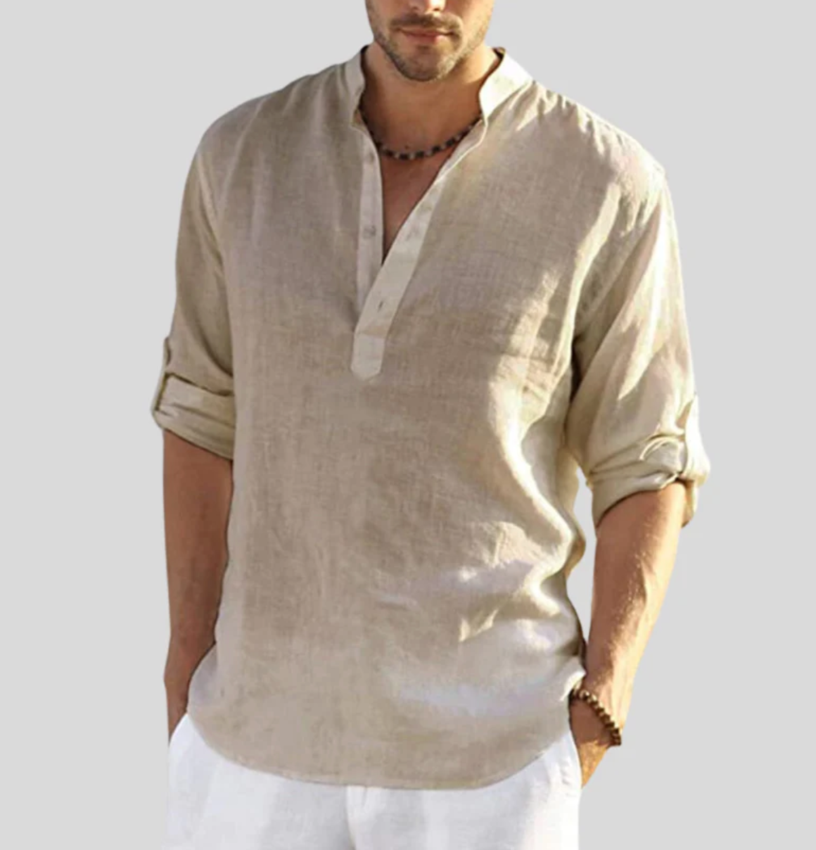 Elegant linen shirt, Adriano, collared