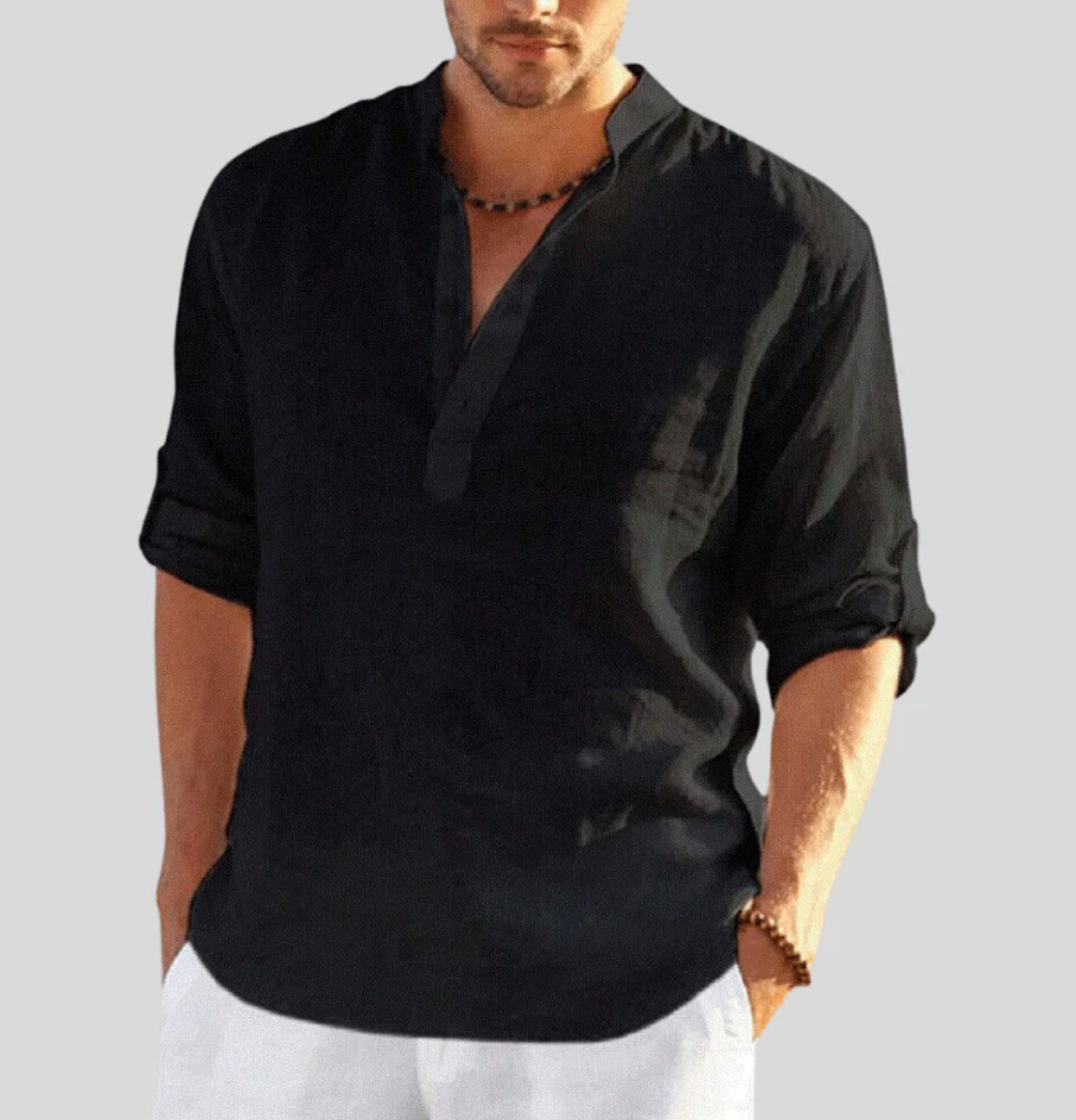 Elegant linen shirt, Adriano, collared