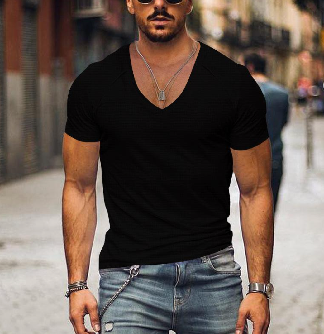 Relaxed Fit V-Neck Tee for Men - BritishElegance
