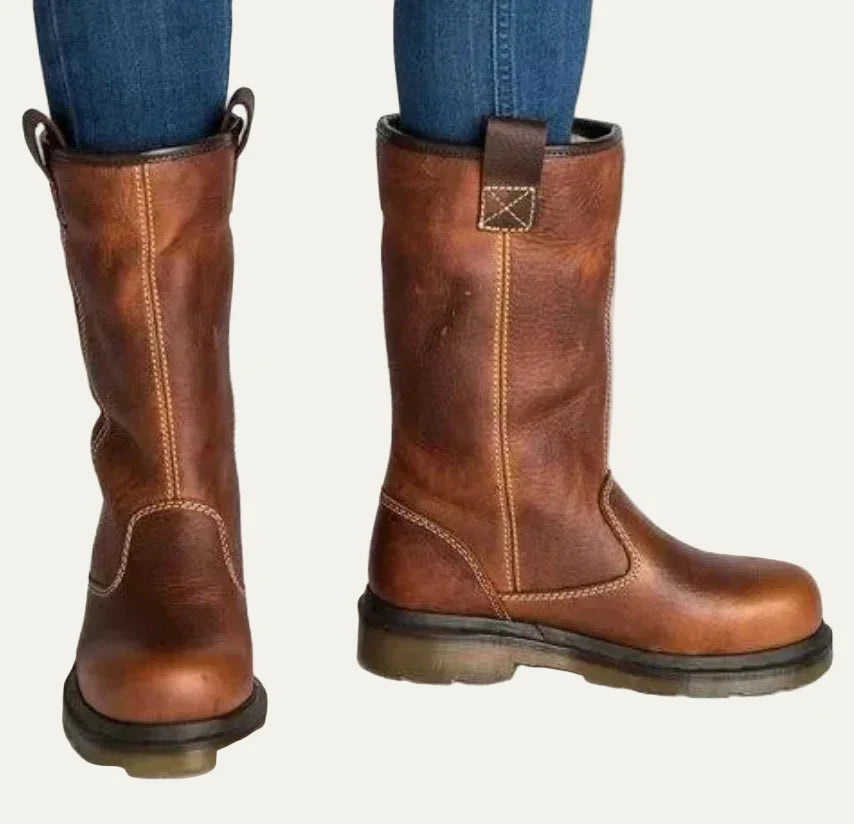 Men’s Smooth Leather Pull On Mid Calf Work Boots