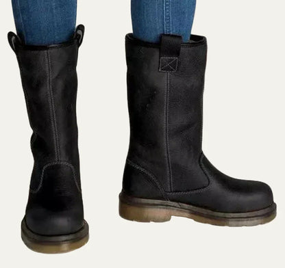 Men’s Smooth Leather Pull On Mid Calf Work Boots