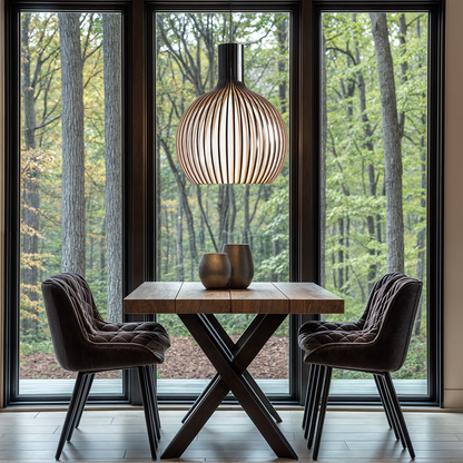 Rustic Wooden Hanging Pendant Lamp with Adjustable Rope - BritishElegance