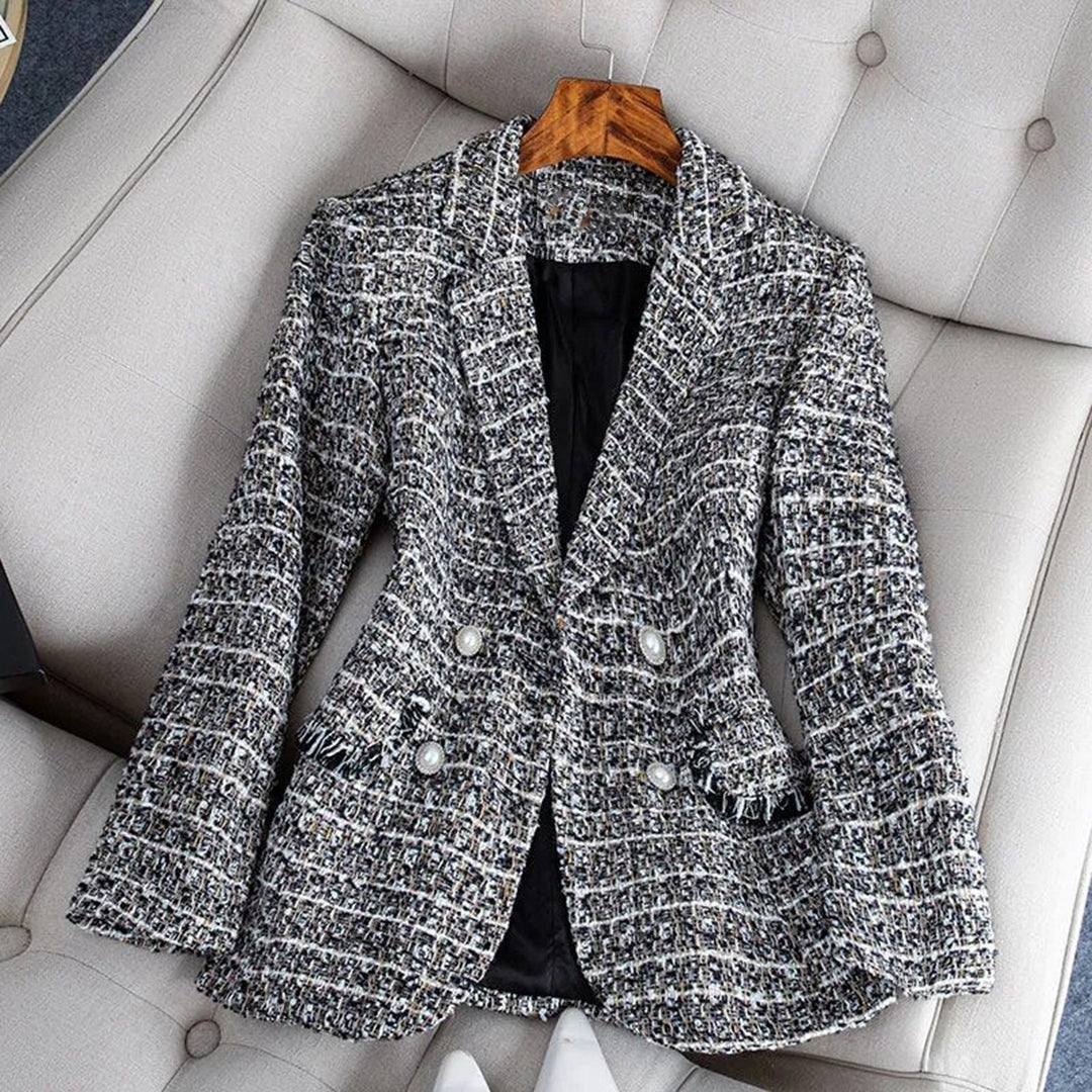 Classic Fit Wool Blazer for Women with Button Front - BritishElegance