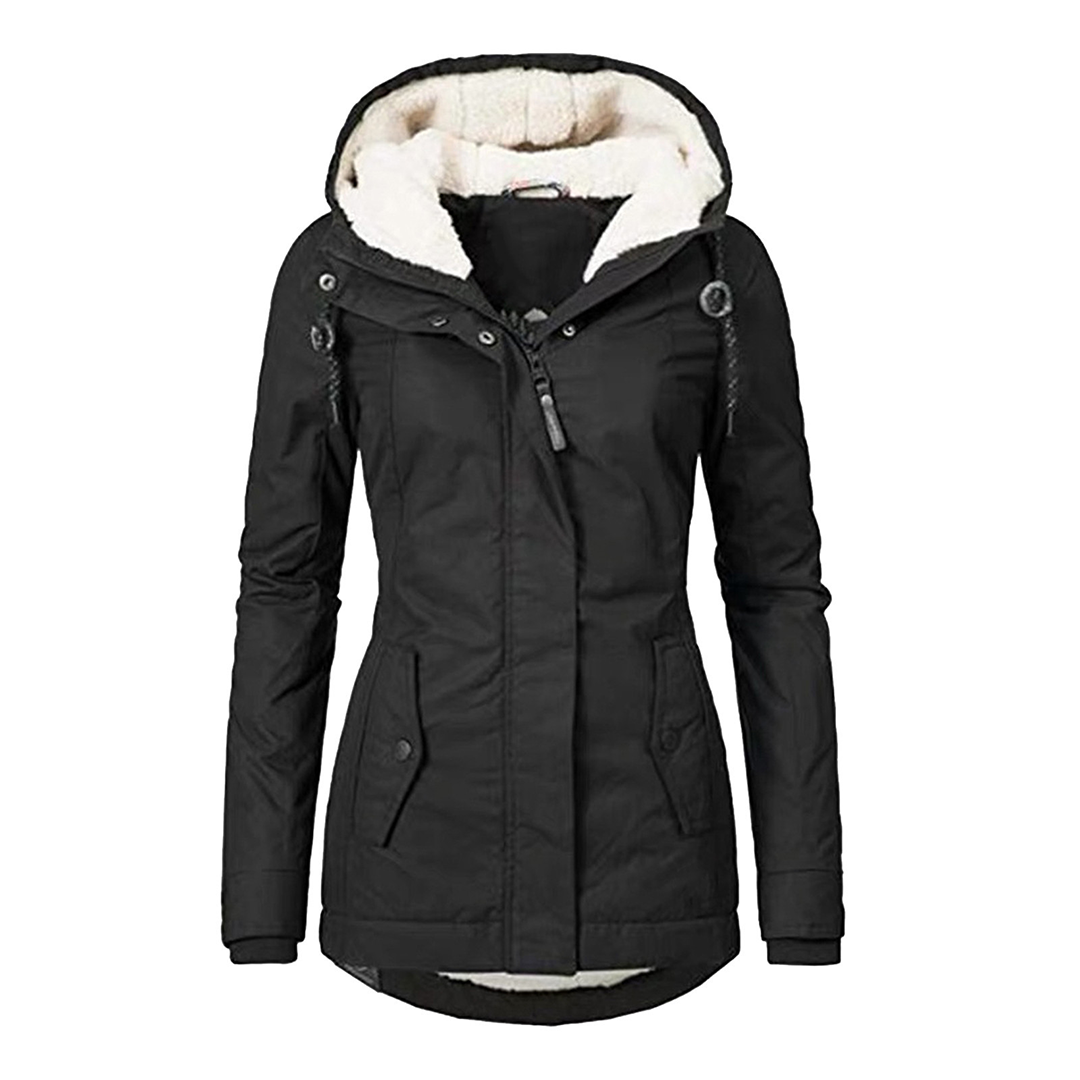 Waterproof Women's Parka Coat With Fleece And Zip Pockets