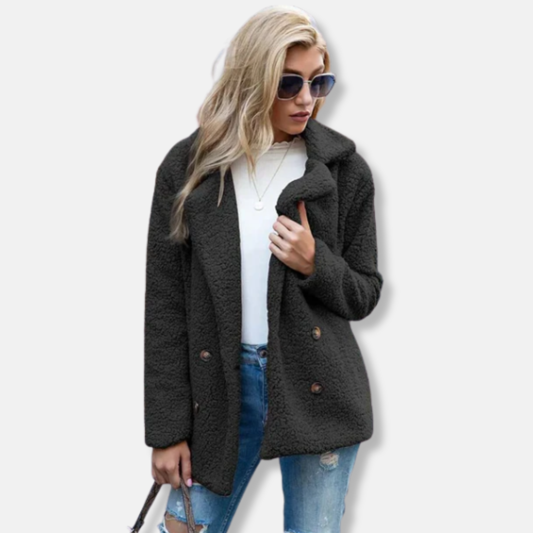 Florence Double-Breasted Jacket | Notched Lapel Hip-Length Jacket