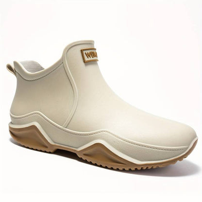Black Waterproof Ankle Boots for Women - Trendy Orthopedic Rubber Boots with Comfort Support