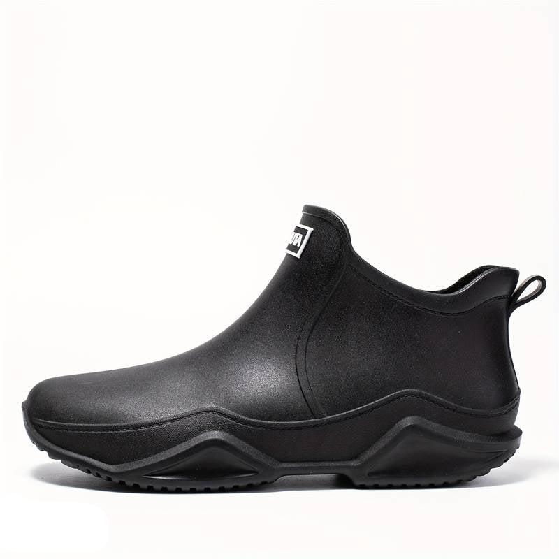 Black Waterproof Ankle Boots for Women - Trendy Orthopedic Rubber Boots with Comfort Support