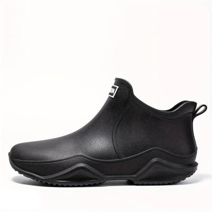 Black Waterproof Ankle Boots for Women - Trendy Orthopedic Rubber Boots with Comfort Support