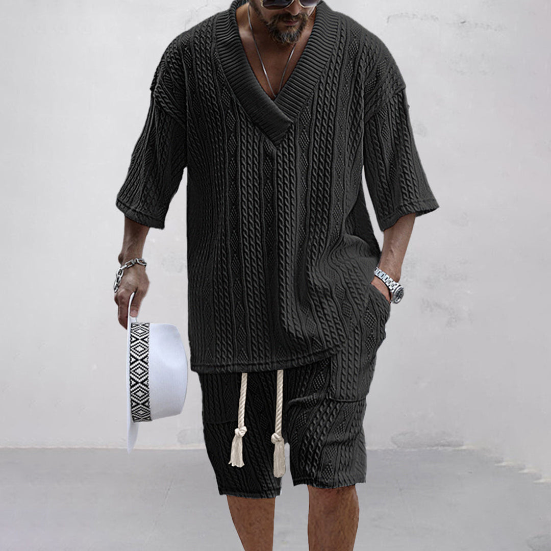 Comfy Knit Summer Shirt and Shorts Set