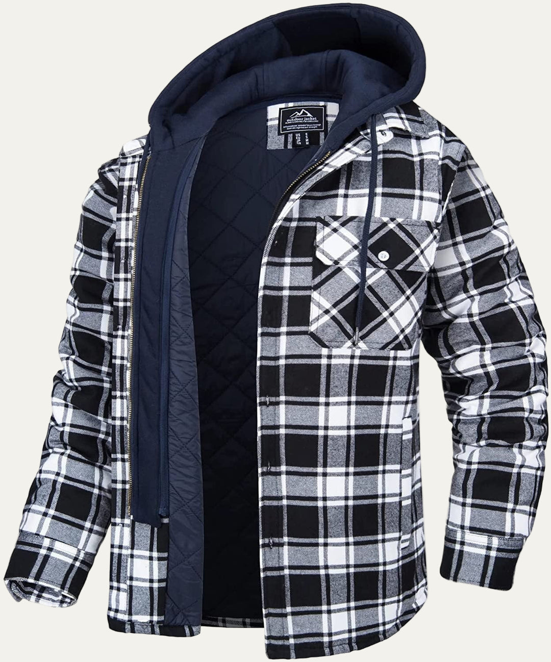 Men’s Thick Checkered Winter Hooded Jacket