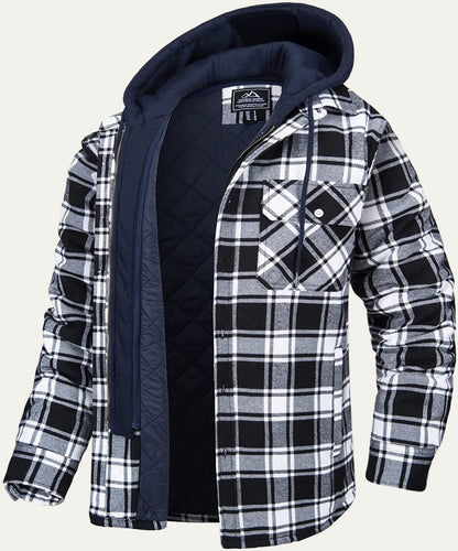 Men’s Thick Checkered Winter Hooded Jacket