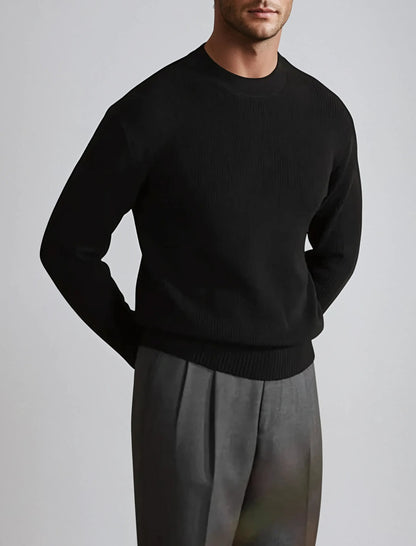 Gerald - Old Money Black O-Neck Jumper