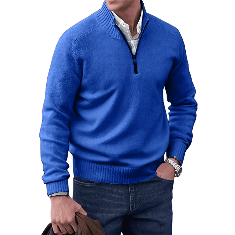 Men’s Quarter Zip High Collar Knit Sweater