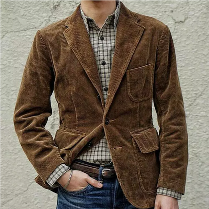 Blazer Coat - Polyester Blend Notch Lapel & Structured Fit