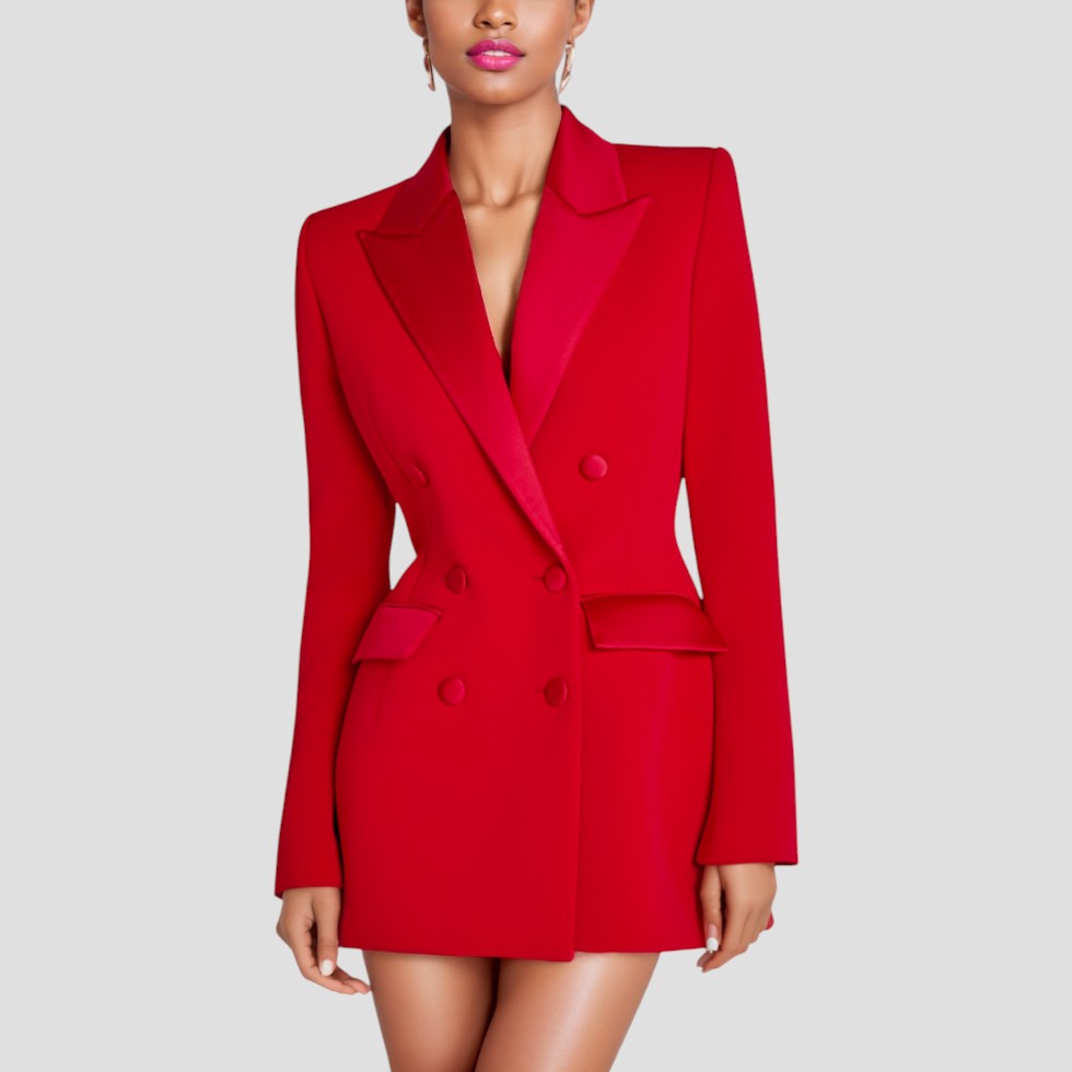 Women’s Double Breasted Blazer Dress with Pockets