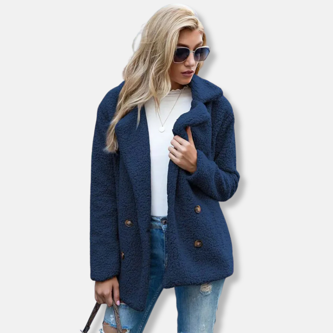 Florence Double-Breasted Jacket | Notched Lapel Hip-Length Jacket