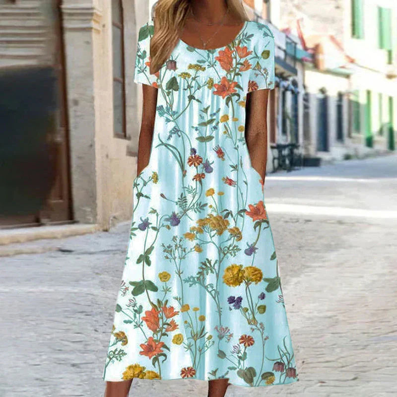 Beautiful Floral Tea Length Dress