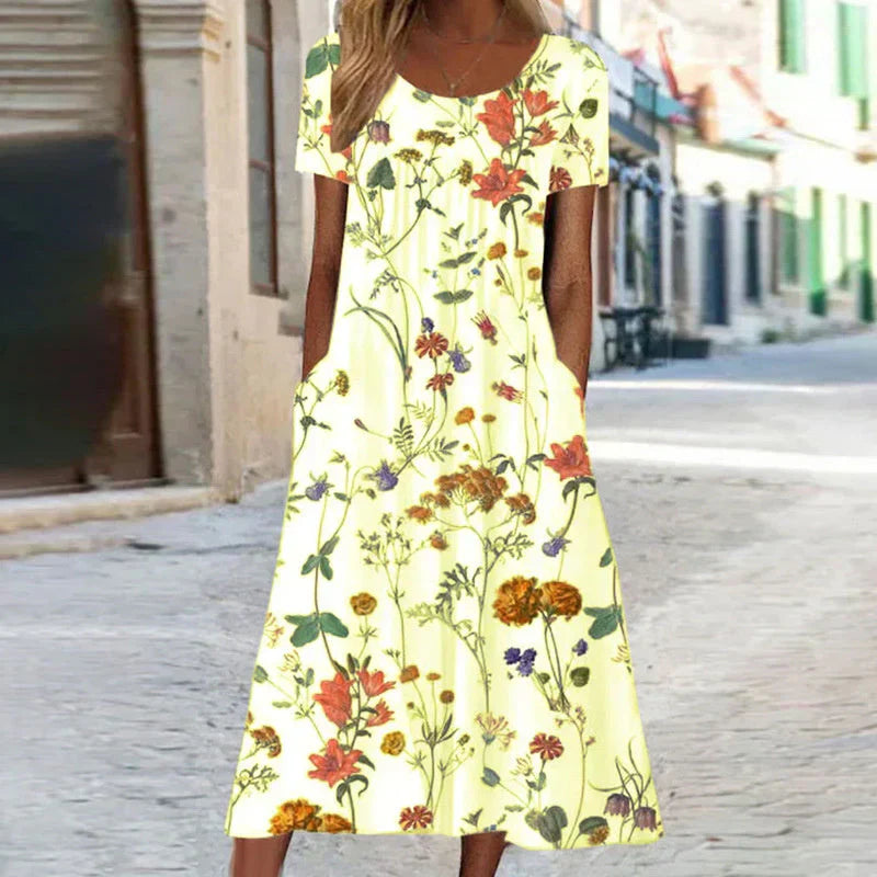 Beautiful Floral Tea Length Dress
