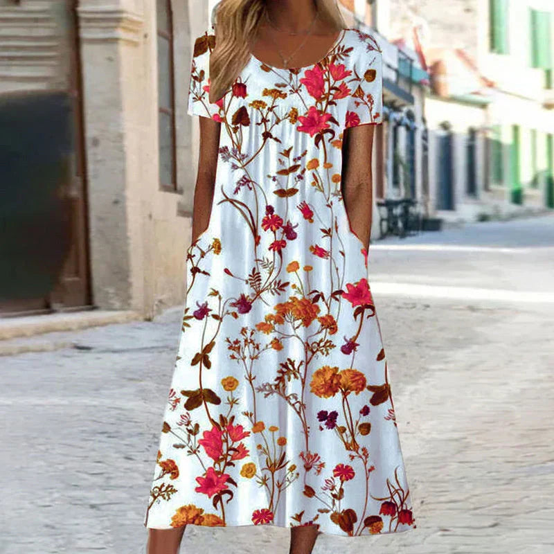 Beautiful Floral Tea Length Dress