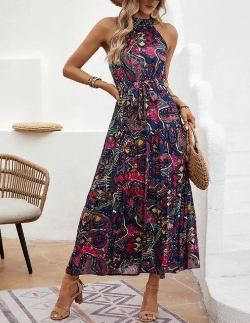 Women's Chic Sundress with Halter Neck