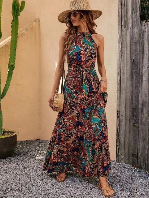 Women's Chic Sundress with Halter Neck