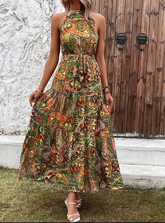 Women's Chic Sundress with Halter Neck