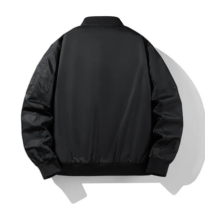 Bomber Jacket - Polyester Blend Ribbed Trim & Stretch Fit