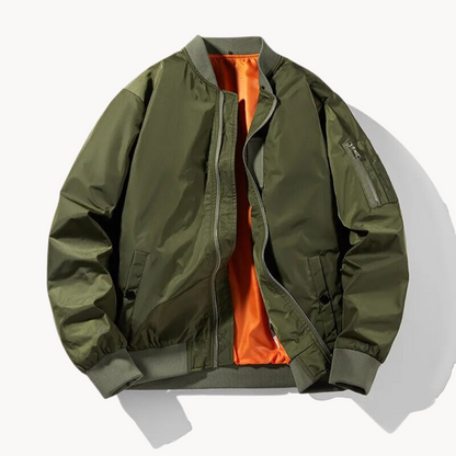 Bomber Jacket - Polyester Blend Ribbed Trim & Stretch Fit