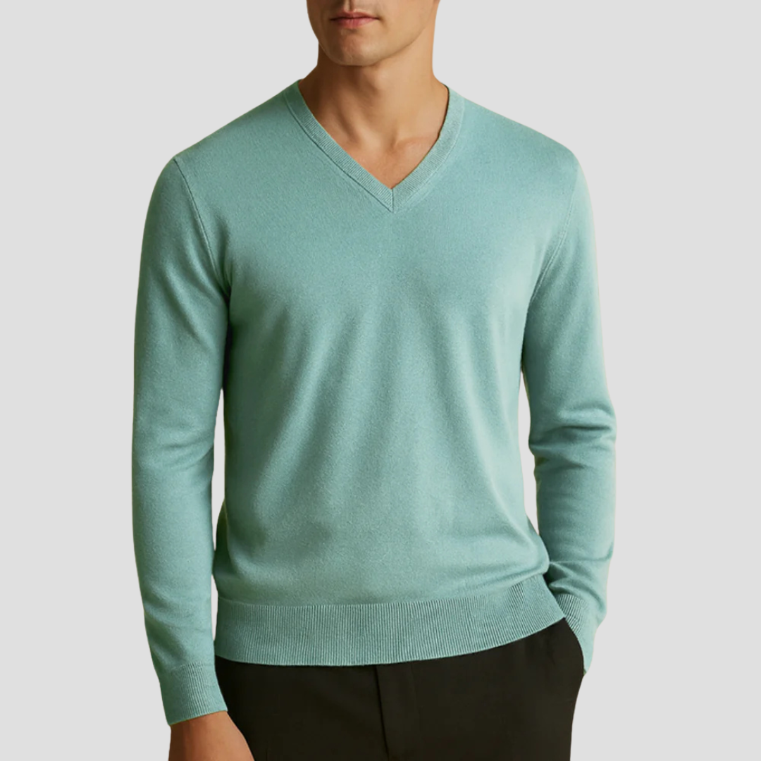 Men’s Fine-Knit V-Neck Pullover