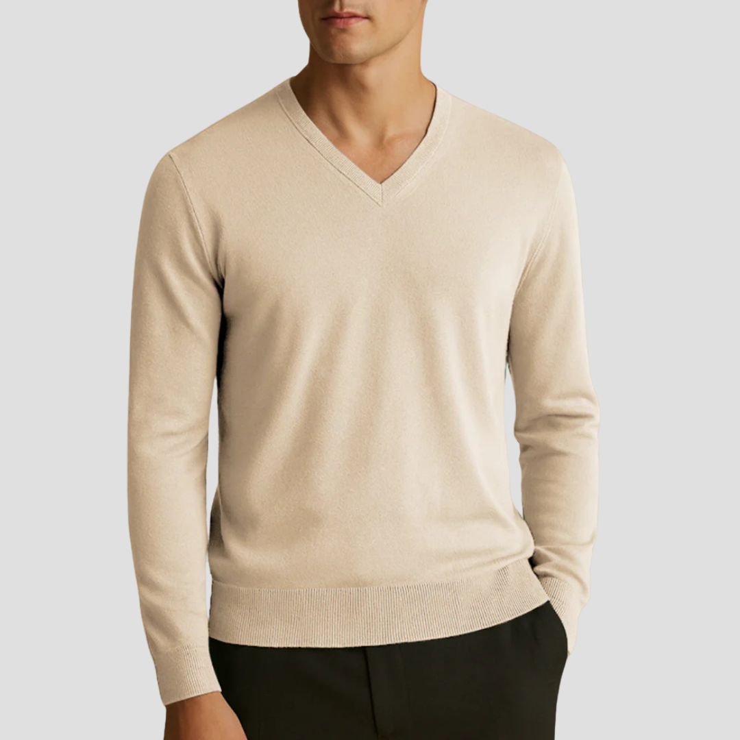 Men’s Fine-Knit V-Neck Pullover