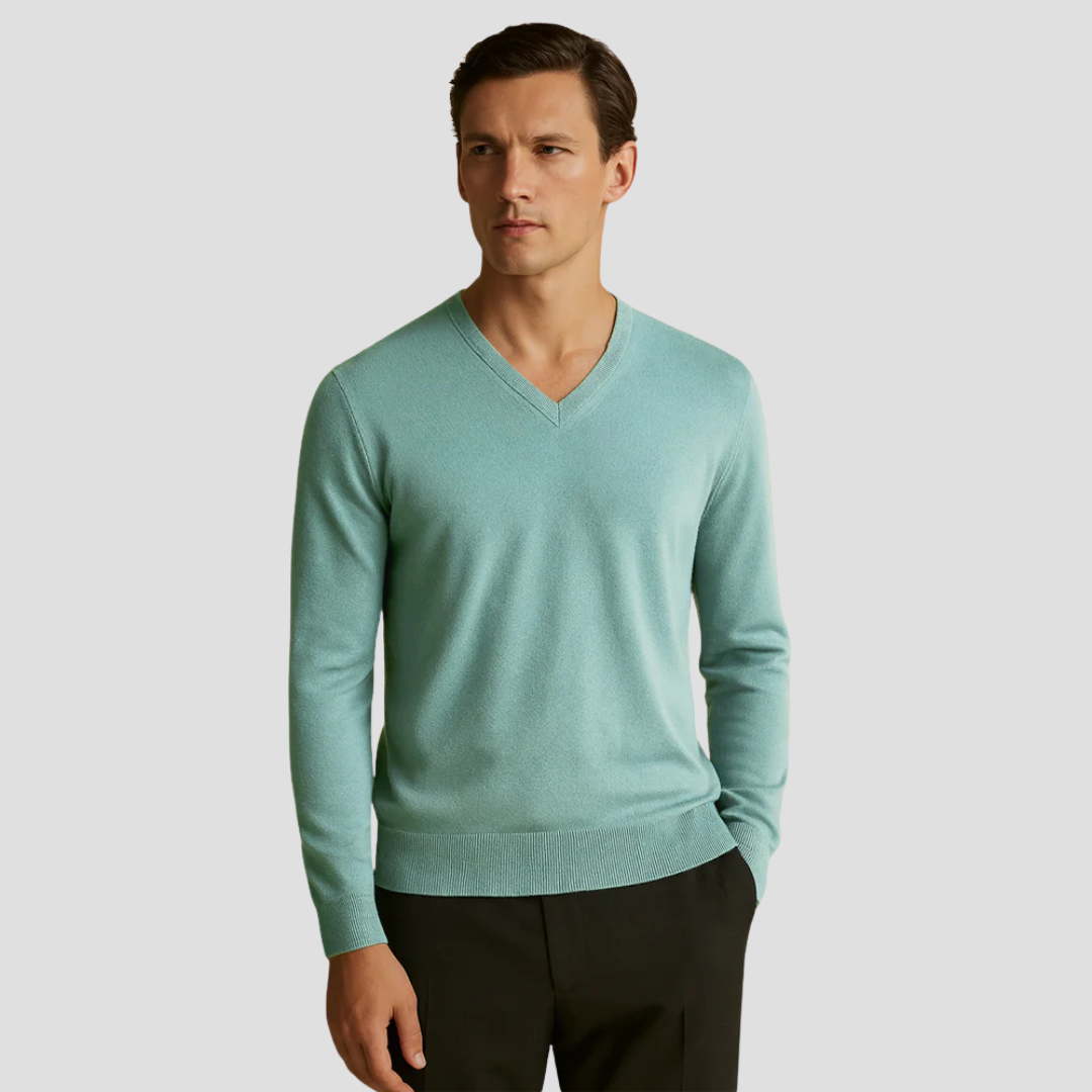 Men’s Fine-Knit V-Neck Pullover