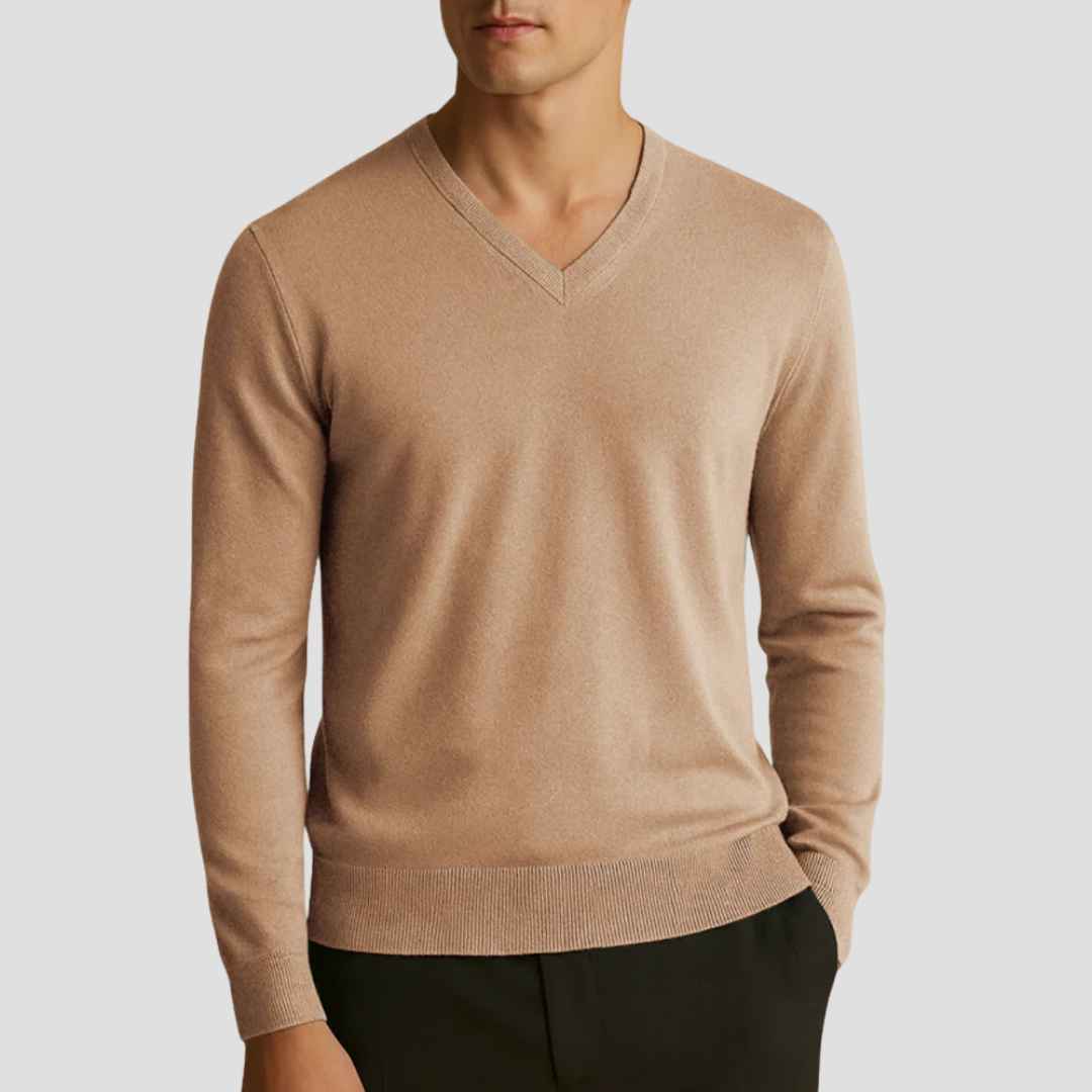 Men’s Fine-Knit V-Neck Pullover