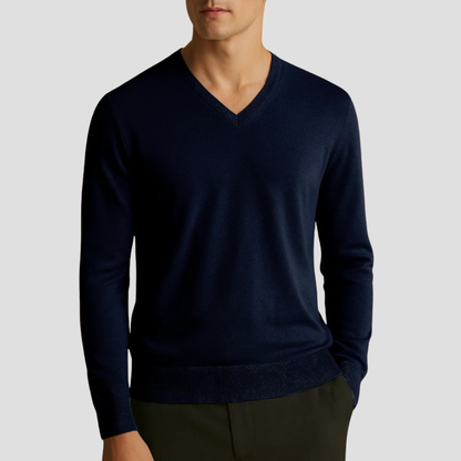 Men’s Fine-Knit V-Neck Pullover