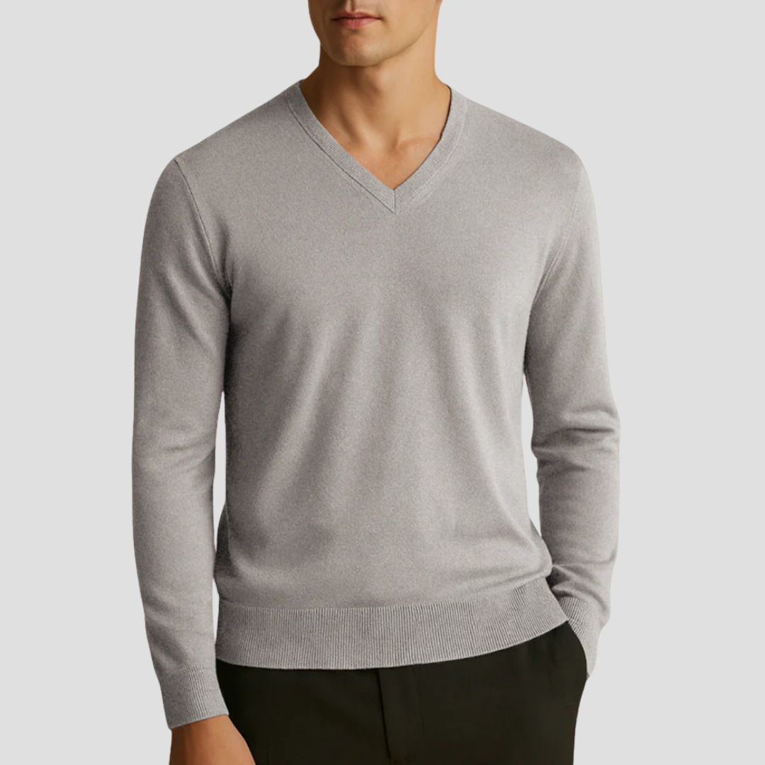 Men’s Fine-Knit V-Neck Pullover