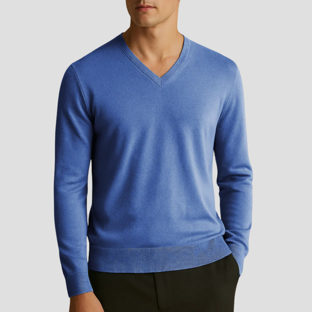 Men’s Fine-Knit V-Neck Pullover
