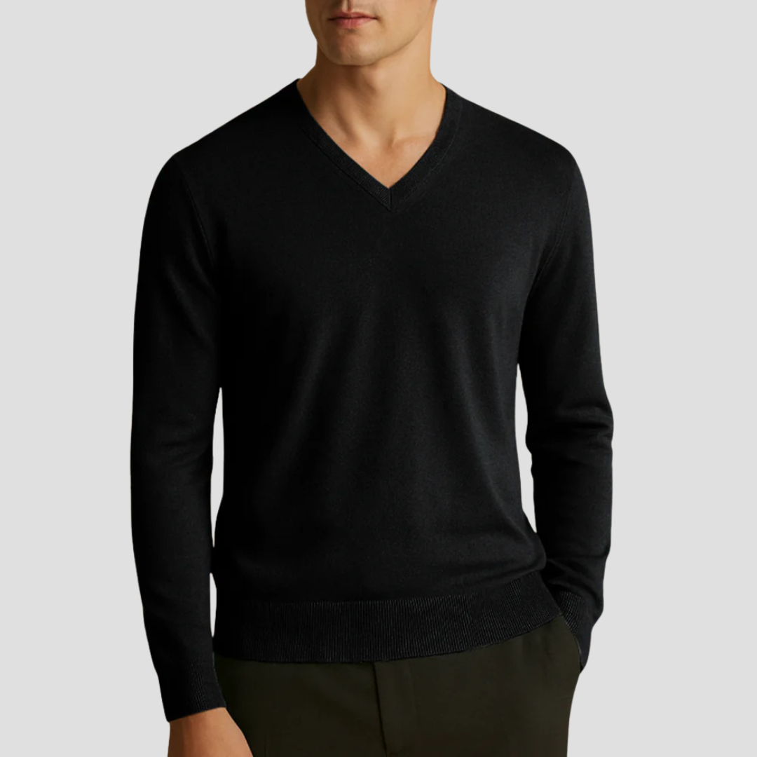 Men’s Fine-Knit V-Neck Pullover