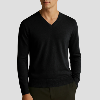 Men’s Fine-Knit V-Neck Pullover