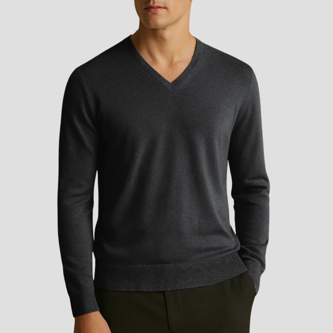 Men’s Fine-Knit V-Neck Pullover