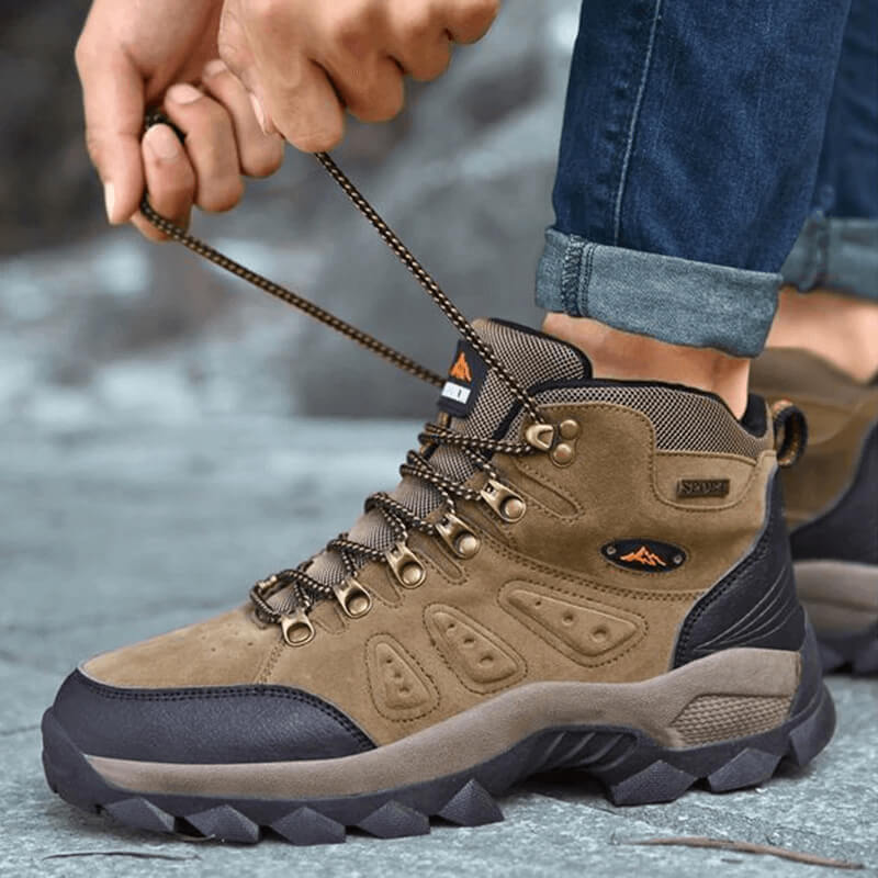 Outdoor - Waterproof Leather Hiking Walking Boots Brown