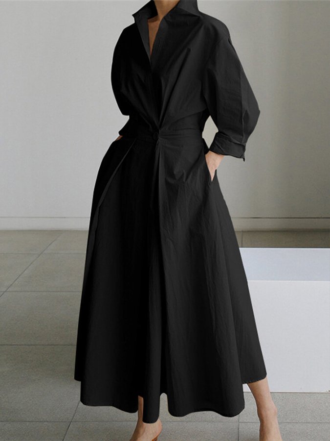 Brianna – Elegant Long Dress with Buttons