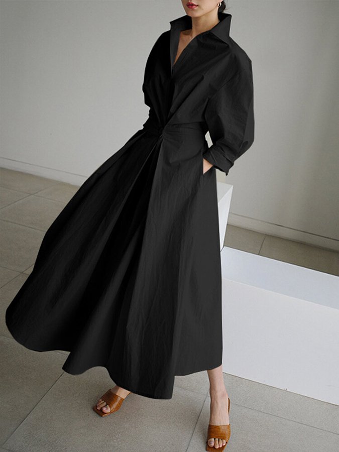 Brianna – Elegant Long Dress with Buttons