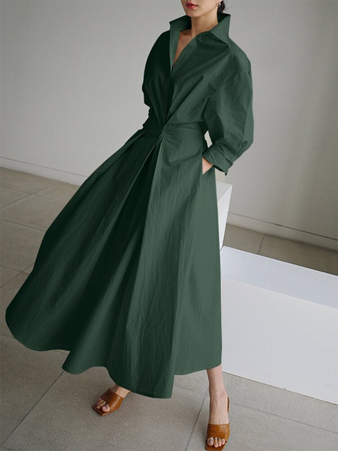 Brianna – Elegant Long Dress with Buttons