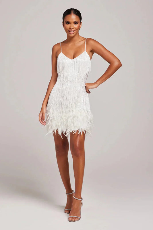 Chic Feather Short Party Dress - BritishElegance