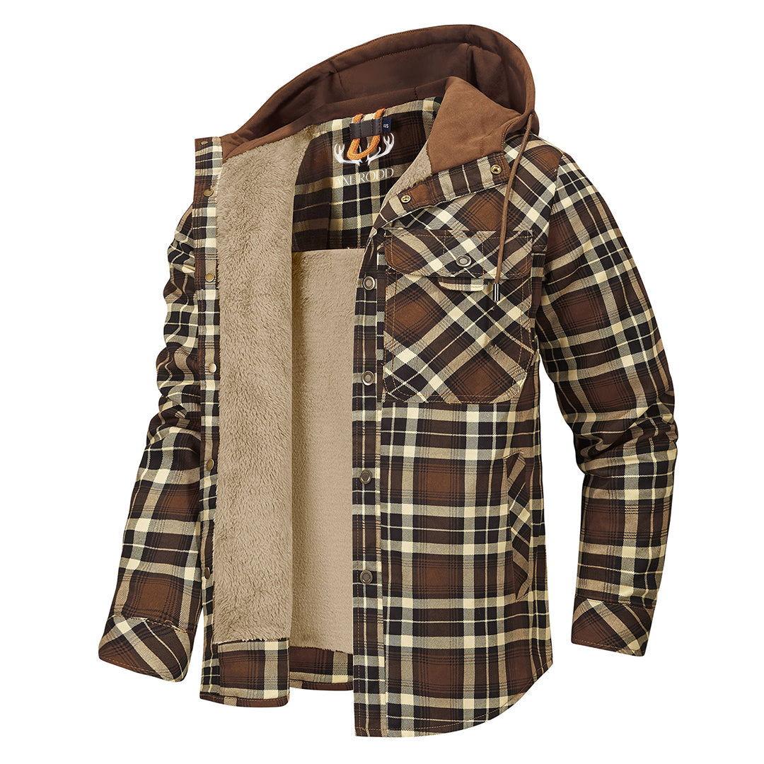 Men’s Hooded Plaid Fleece Lined Shacket