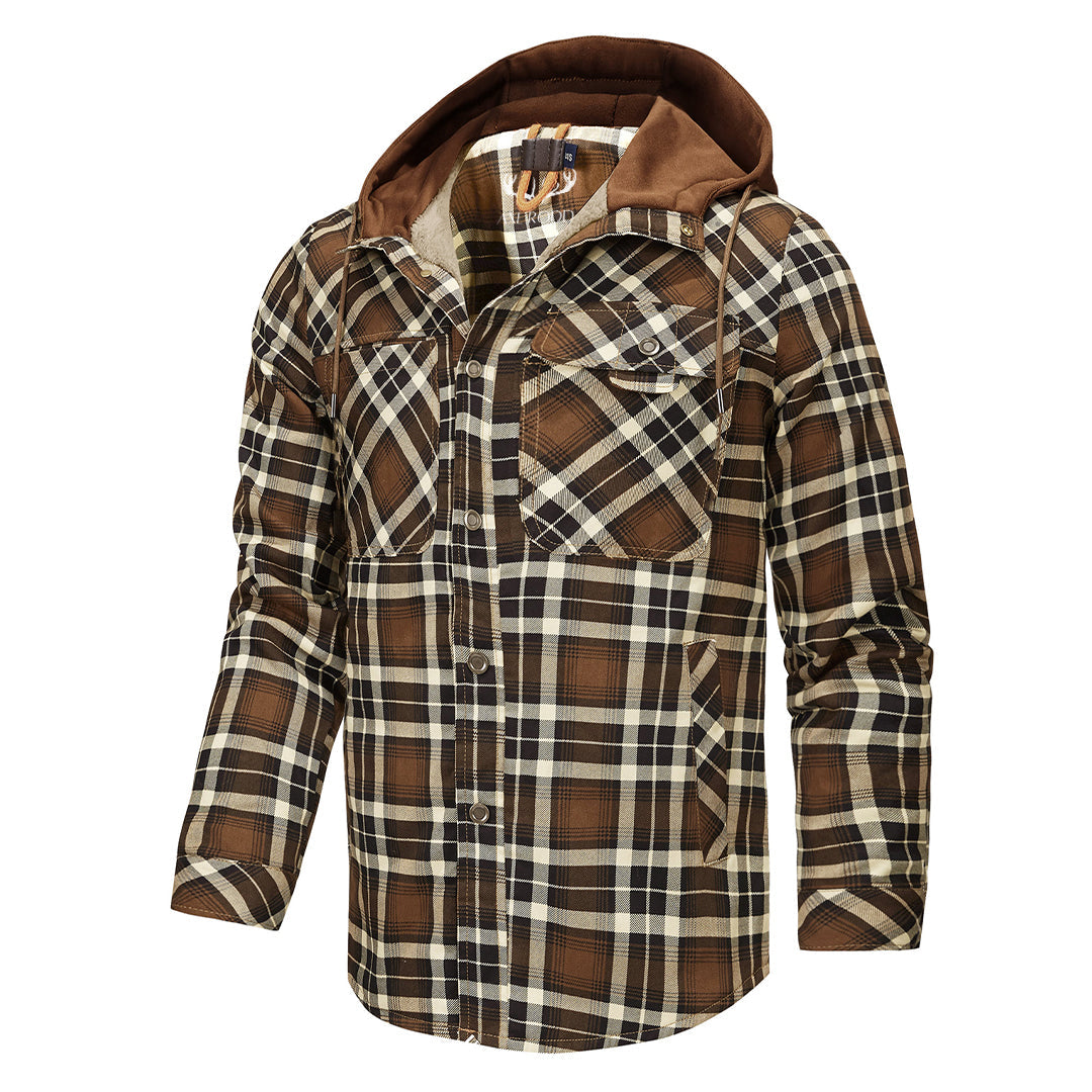 Men’s Hooded Plaid Fleece Lined Shacket