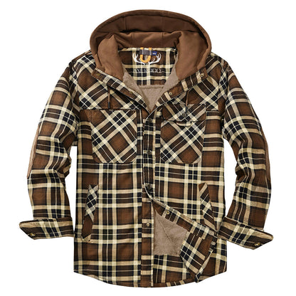 Men’s Hooded Plaid Fleece Lined Shacket